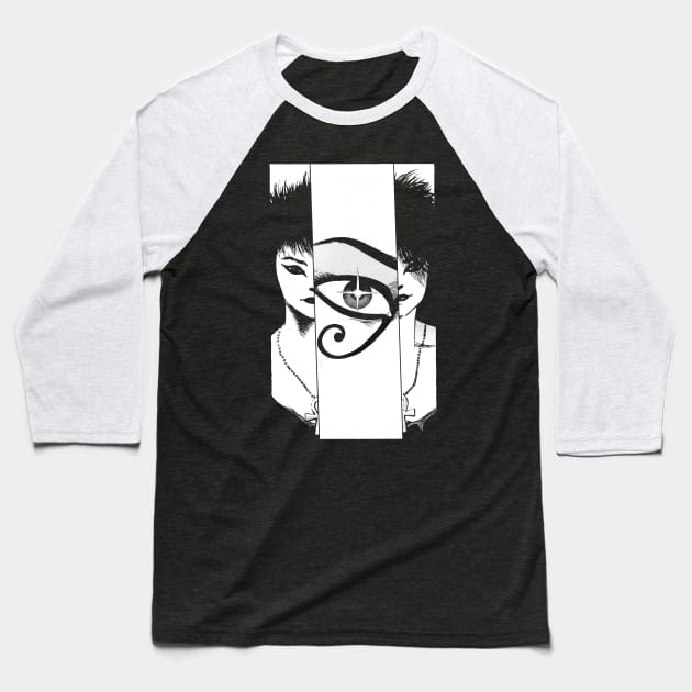 Deathly Eye (white) Baseball T-Shirt by geekingink